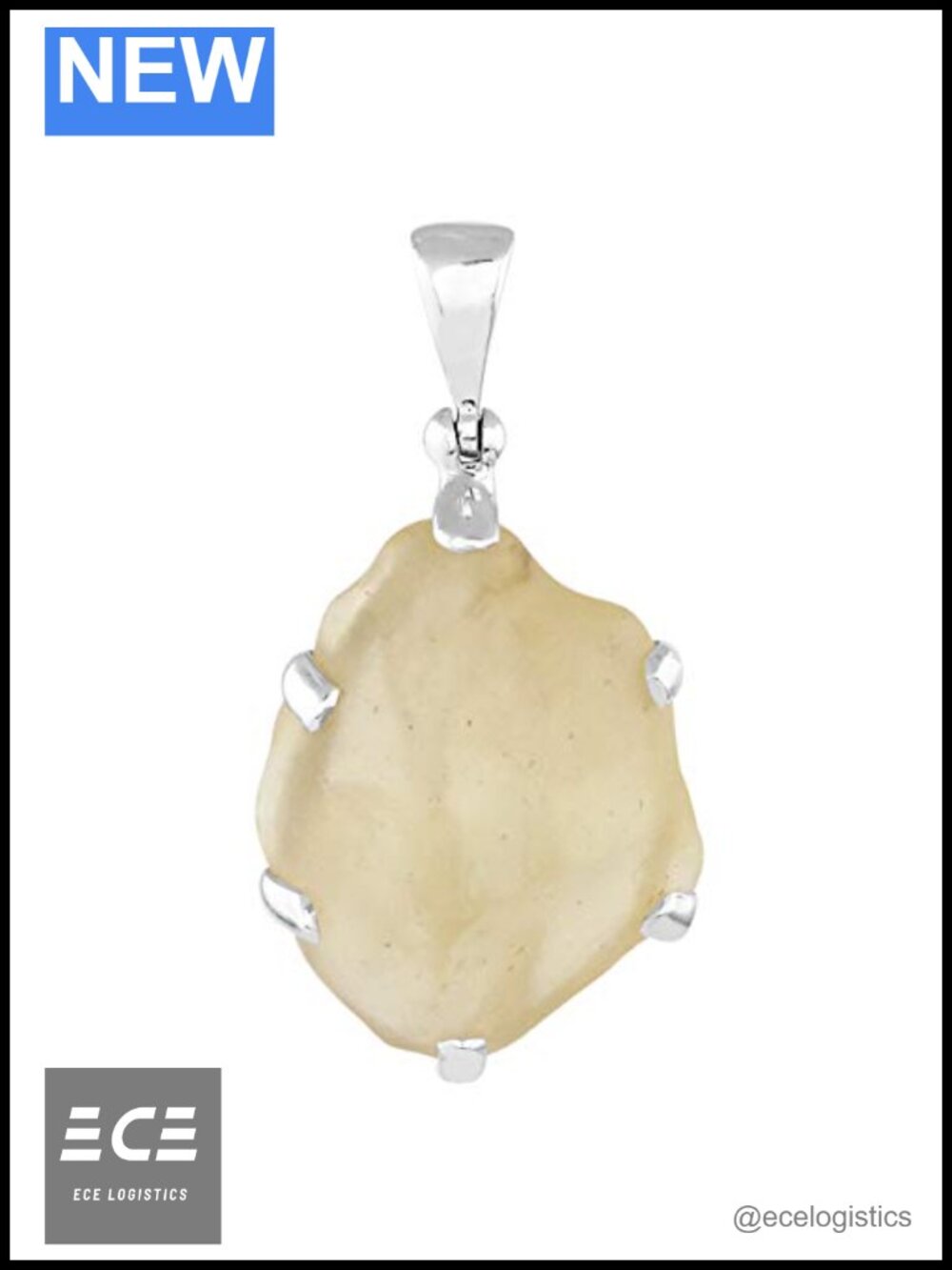 Sterling Silver Libyan Desert Glass Tektite Pendant Handcrafted Large